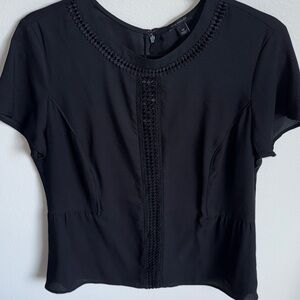 Ann Taylor Elegant Black Short Sleeve Top Blouse, Formal, Professional, 10